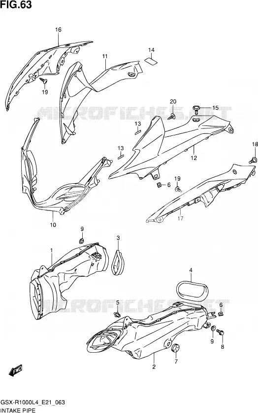 CONDUIT D'ADMISSION Suzuki MOTO 1000 GSX-R 2015  GSX-R1000UF L4 (E21)