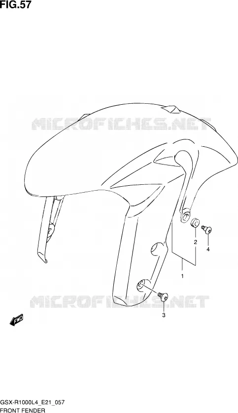 GARDE BOUE AVANT (GSX-R1000UFL4 E21) Suzuki MOTO 1000 GSX-R 2014  GSX-R1000UF L4 (E21)