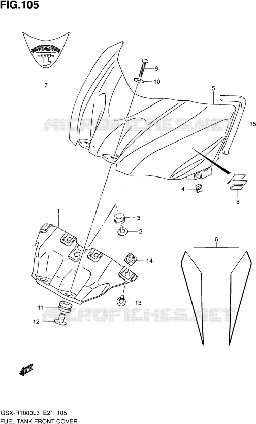 COUVRE RESERVOIR (GSX-R1000ZUFL3 E21) Suzuki MOTO 1000 GSX-R 2013  GSX-R1000Z L3 (E21)
