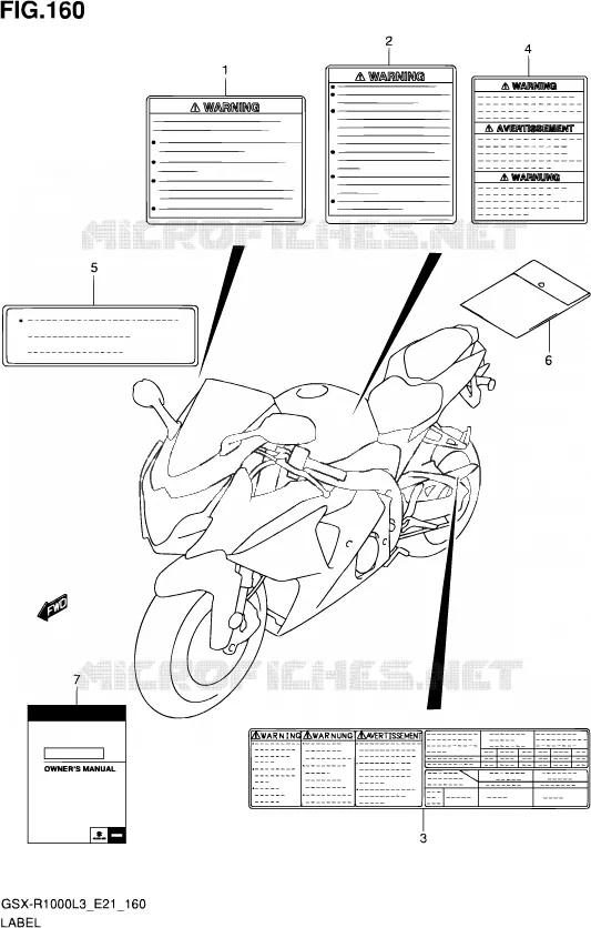 ETIQUETTE (GSX-R1000L3 E24) Suzuki MOTO 1000 GSX-R 2013  GSX-R1000Z L3 (E21)