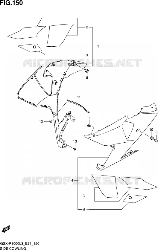 FLANCS DE CARENAGES (GSX-R1000ZL3 E21) Suzuki MOTO 1000 GSX-R 2013  GSX-R1000Z L3 (E21)