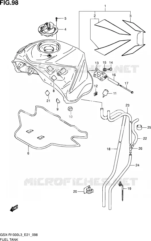 RESERVOIR D'ESSENCE (GSX-R1000ZL3 E24) Suzuki MOTO 1000 GSX-R 2013  GSX-R1000Z L3 (E21)