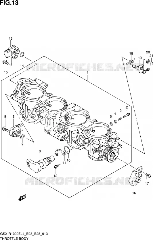 CORPS DE PAPILLON (GSX-R1000ZL4 E28) Suzuki MOTO 1000 GSX-R 2014  GSX-R1000Z L4 (E03,E28)