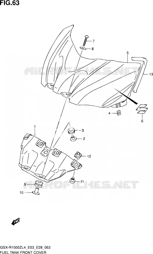 COUVRE RESERVOIR (GSX-R1000ZL4 E33) Suzuki MOTO 1000 GSX-R 2014  GSX-R1000Z L4 (E03,E28)