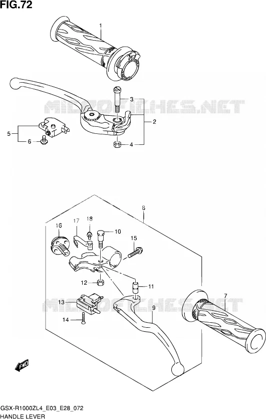 ENSEMBLE LEVIERS - POIGNEES Suzuki MOTO 1000 GSX-R 2014  GSX-R1000Z L4 (E03,E28)