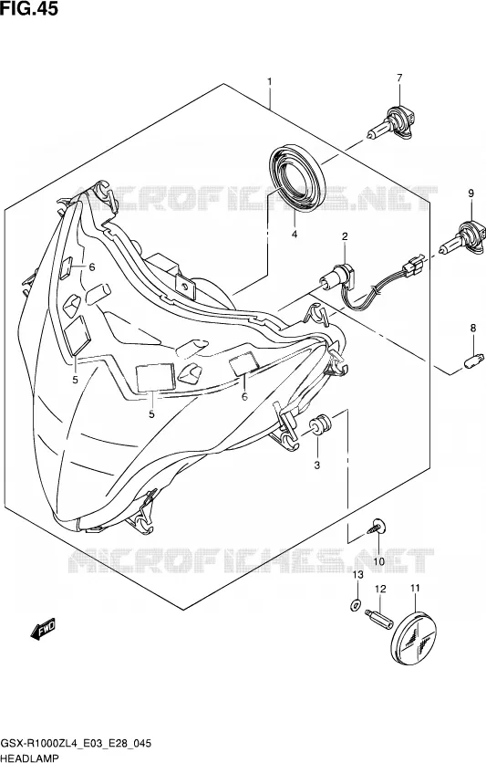 PHARE (GSX-R1000ZL4 E33) Suzuki MOTO 1000 GSX-R 2014  GSX-R1000Z L4 (E03,E28)