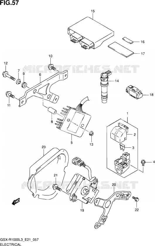 PARTIE ELECTRIQUE (GSX-R1000ZL3 E21) Suzuki MOTO 1000 GSX-R 2013  GSX-R1000ZUF L3 (E21)