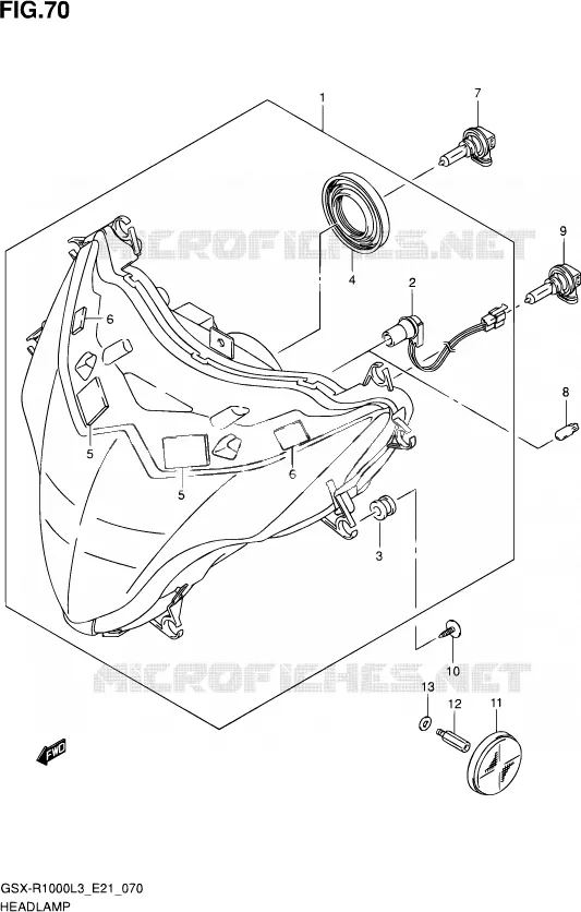 PHARE (GSX-R1000ZL3 E24) Suzuki MOTO 1000 GSX-R 2013  GSX-R1000ZUF L3 (E21)