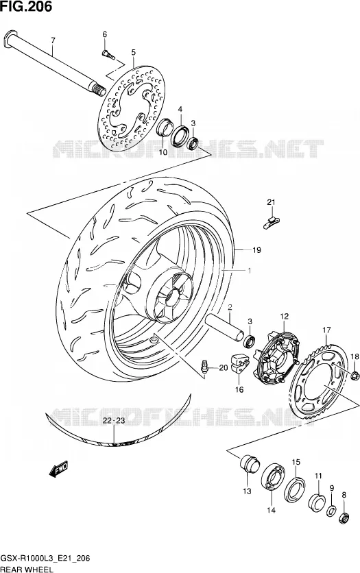 ROUE ARRIERE (GSX-R1000ZL3 E24) Suzuki MOTO 1000 GSX-R 2013  GSX-R1000ZUF L3 (E21)