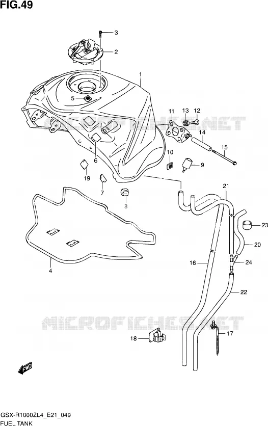 RESERVOIR D'ESSENCE (GSX-R1000ZUFL4 E21) Suzuki MOTO 1000 GSX-R 2014  GSX-R1000ZUF L4 (E21)
