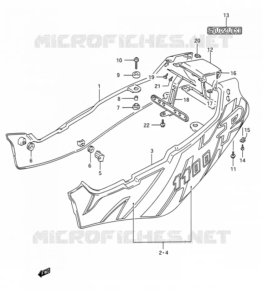 CARENAGES ARRIERE  (MODELE N) Suzuki MOTO 1100 GSX-R 1992  GSX-R1100 N (E03,E28,E33)