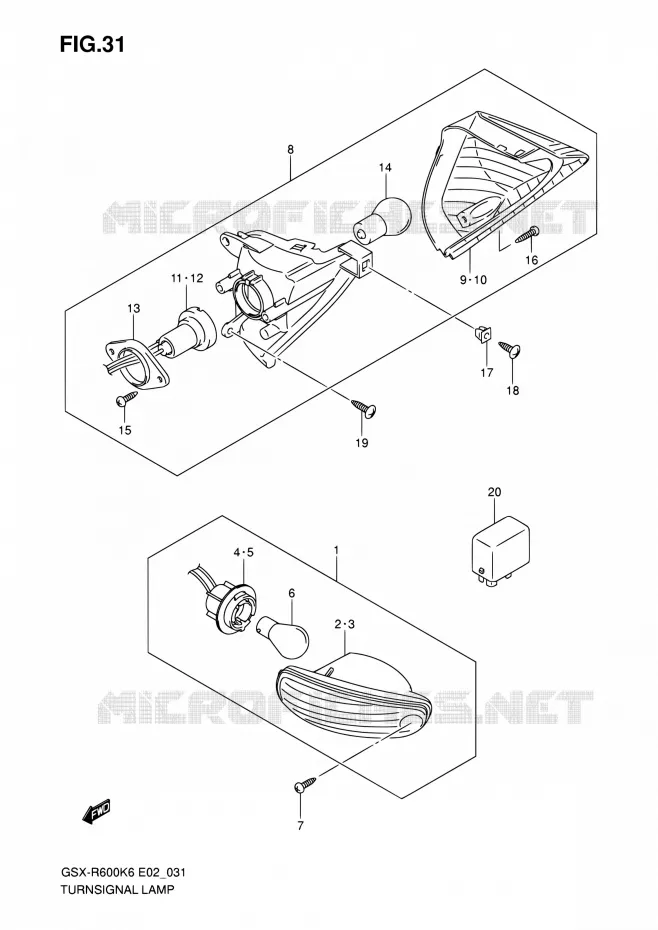 CLIGNOTANTS Suzuki MOTO 600 GSX-R 2007  GSX-R600K7(E19)