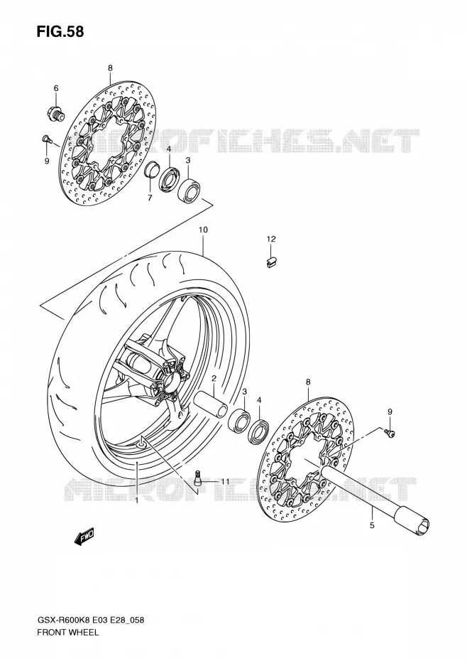 ROUE AVANT Suzuki MOTO 600 GSX-R 2009  GSX-R600 K9 (E03,E28,E33)