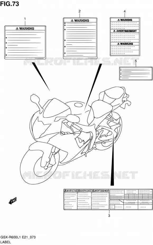 ETIQUETTE (GSX-R600UEL1 E21) Suzuki MOTO 600 GSX-R 2011  GSX-R600L1(E24)