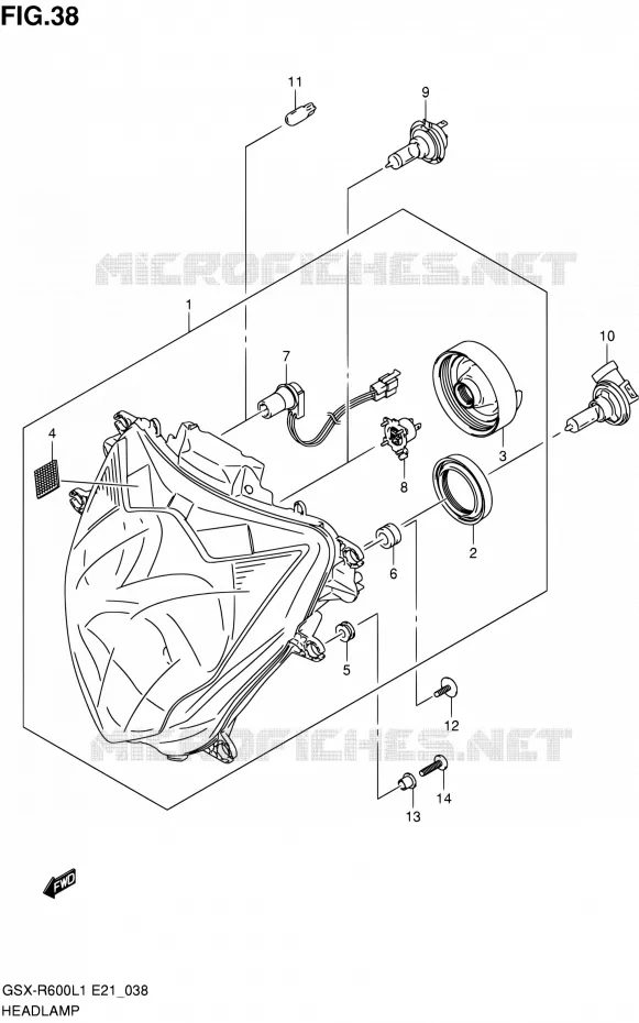 PHARE (GSX-R600UEL1 E21) Suzuki MOTO 600 GSX-R 2011  GSX-R600L1(E24)