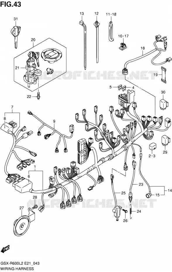 FAISCEAU ELECTRIQUE (GSX-R600L2 E24) Suzuki MOTO 600 GSX-R 2012  GSX-R600L2(E21)