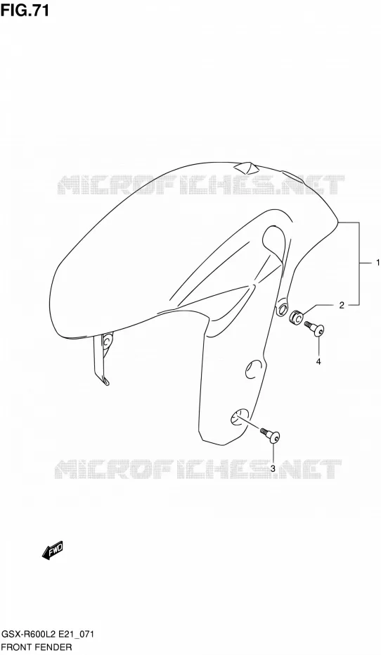 GARDE BOUE AVANT (GSX-R600UEL2 E21) Suzuki MOTO 600 GSX-R 2012  GSX-R600L2(E21)