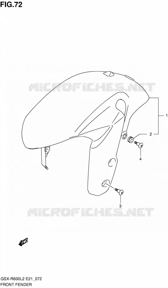 GARDE BOUE AVANT (GSX-R600UFL2 E21) Suzuki MOTO 600 GSX-R 2012  GSX-R600L2(E21)