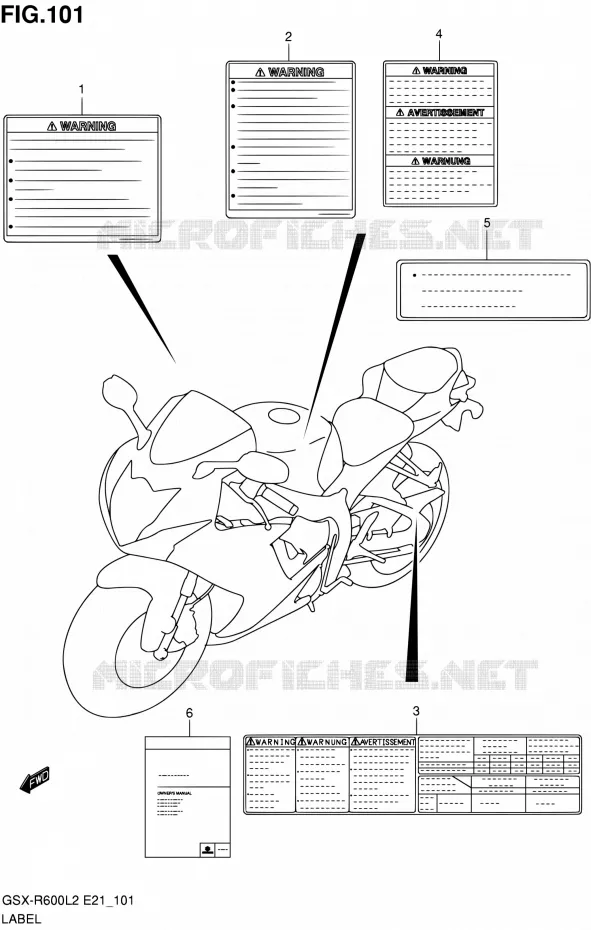 ETIQUETTE (GSX-R600L2 E24) Suzuki MOTO 600 GSX-R 2012  GSX-R600L2(E24)