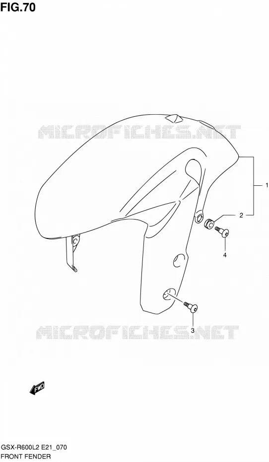 GARDE BOUE AVANT (GSX-R600L2 E24) Suzuki MOTO 600 GSX-R 2012  GSX-R600L2(E24)