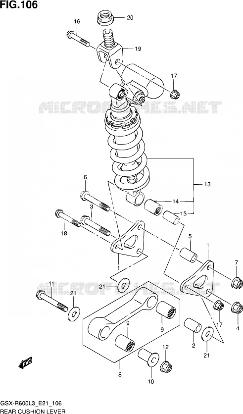 BIELLETTE D'AMORTISSEUR (GSX-R600L3 E21) Suzuki MOTO 600 GSX-R 2013  GSX-R600 L3 (E24)