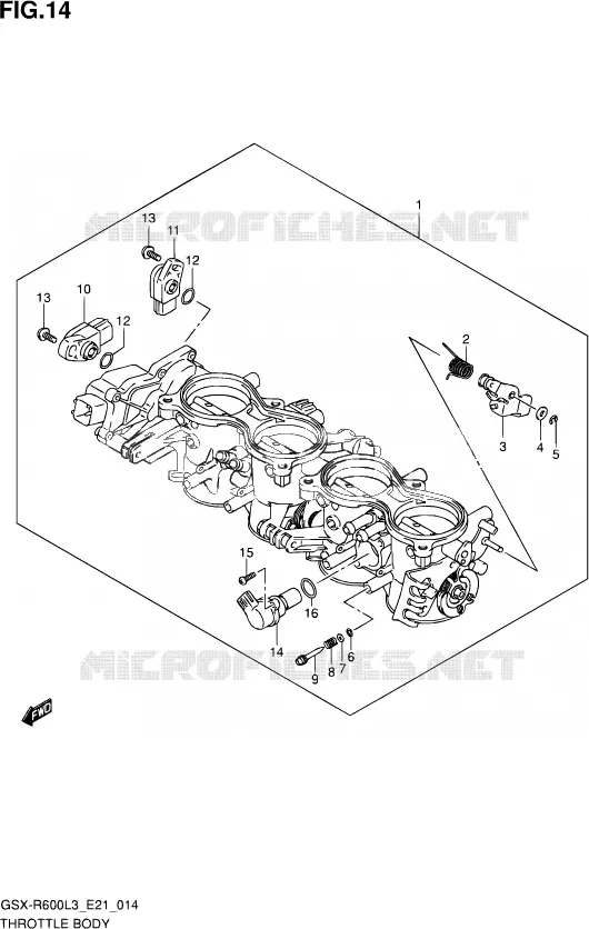 CORPS DE PAPILLON (GSX-R600UFL3 E21) Suzuki MOTO 600 GSX-R 2013  GSX-R600 L3 (E24)