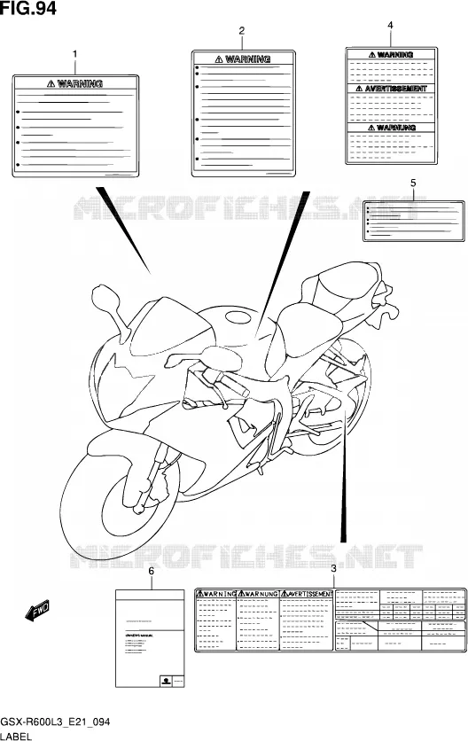 ETIQUETTE (GSX-R600L3 E21) Suzuki MOTO 600 GSX-R 2013  GSX-R600 L3 (E24)