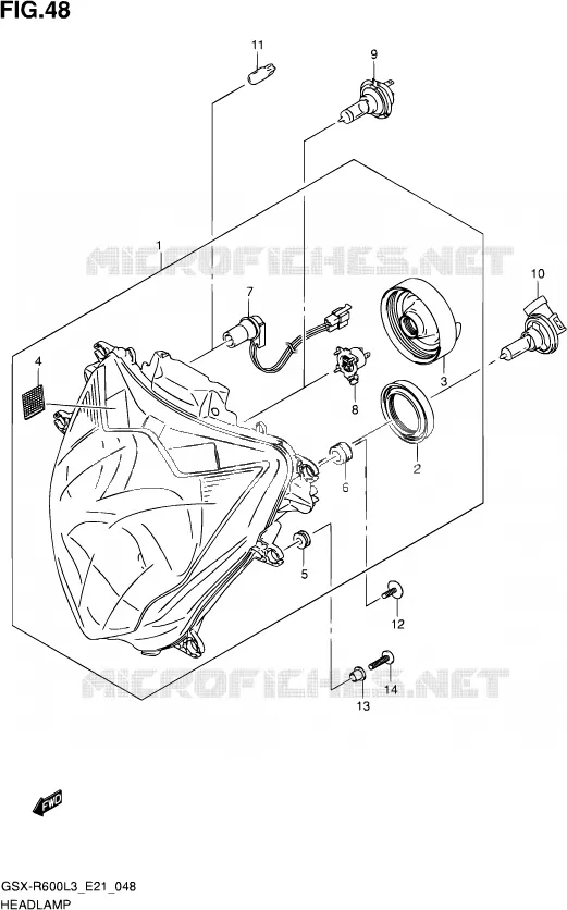PHARE (GSX-R600UFL3 E21) Suzuki MOTO 600 GSX-R 2013  GSX-R600 L3 (E24)