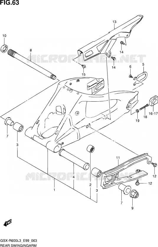 BRAS OSCILLANT ARRIERE Suzuki MOTO 600 GSX-R 2013  GSX-R600 L3 (E99)
