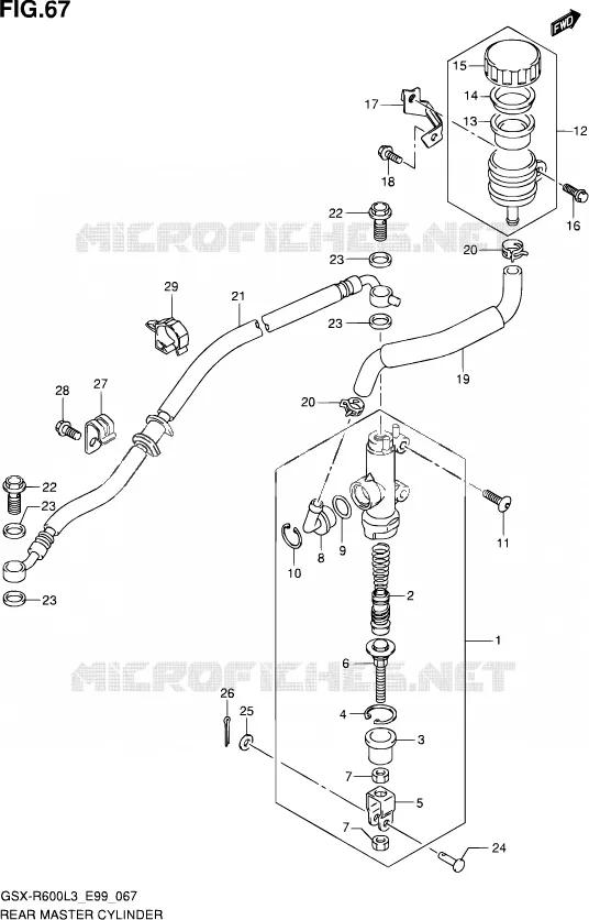 MAITRE CYLINDRE ARRIERE Suzuki MOTO 600 GSX-R 2013  GSX-R600 L3 (E99)