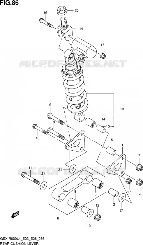 BIELLETTE D'AMORTISSEUR (GSX-R600L4 E33) Suzuki MOTO 600 GSX-R 2014  GSX-R600 L4 (E03,E28,E33)