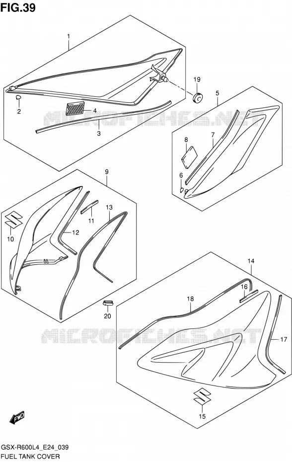 RESERVOIR D'ESSENCE - COUVERCLES Suzuki MOTO 600 GSX-R 2014  GSX-R600 L4 (E24)