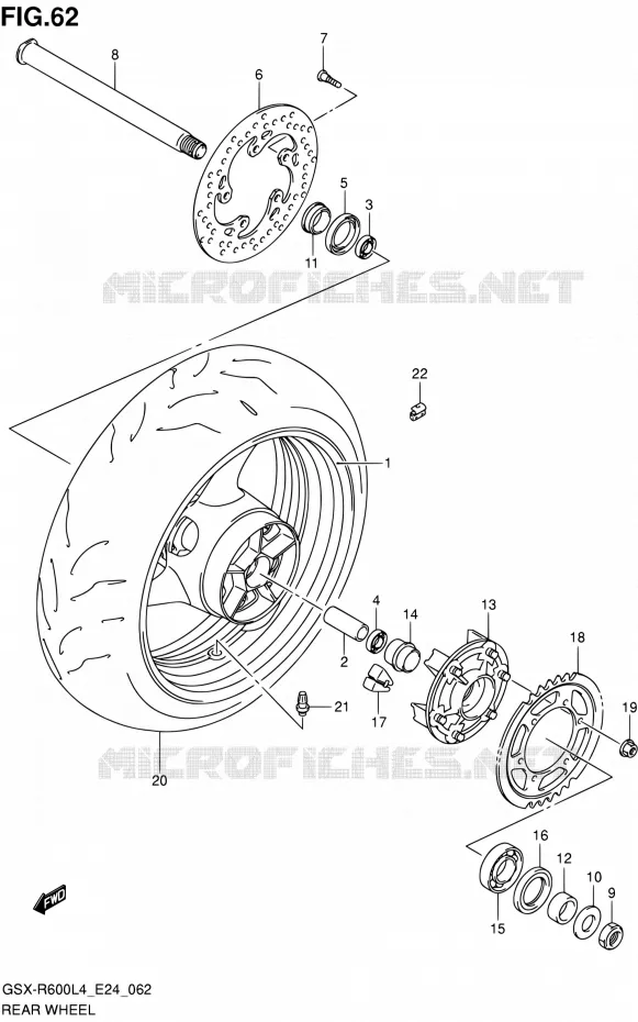 ROUE ARRIERE Suzuki MOTO 600 GSX-R 2014  GSX-R600 L4 (E24)