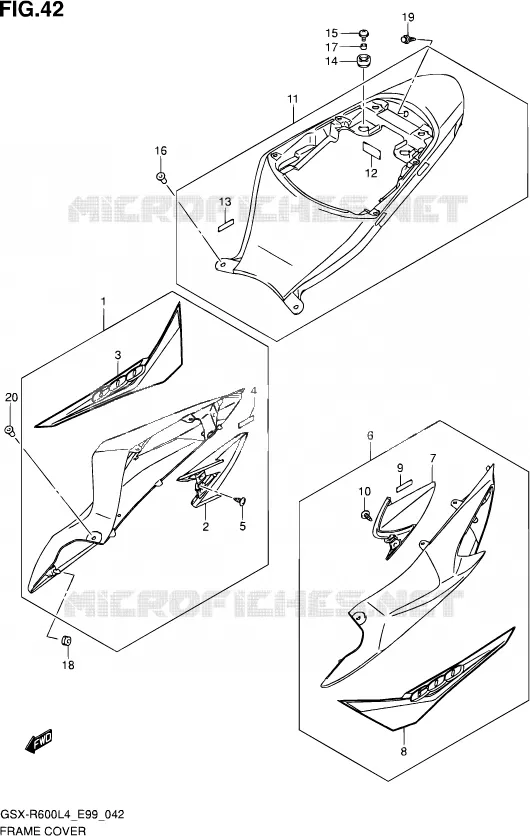 CARENAGES ARRIERE (AGQ) Suzuki MOTO 600 GSX-R 2014  GSX-R600 L4 (E99)