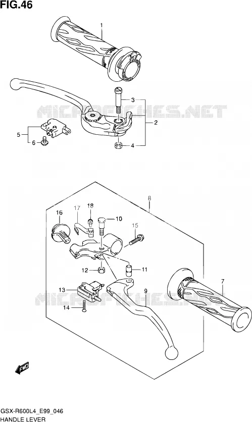 ENSEMBLE LEVIERS - POIGNEES Suzuki MOTO 600 GSX-R 2014  GSX-R600 L4 (E99)