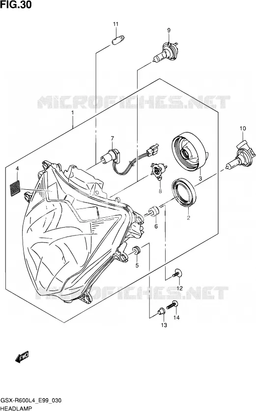 PHARE (WITHOUT REFLECTOR) Suzuki MOTO 600 GSX-R 2014  GSX-R600 L4 (E99)
