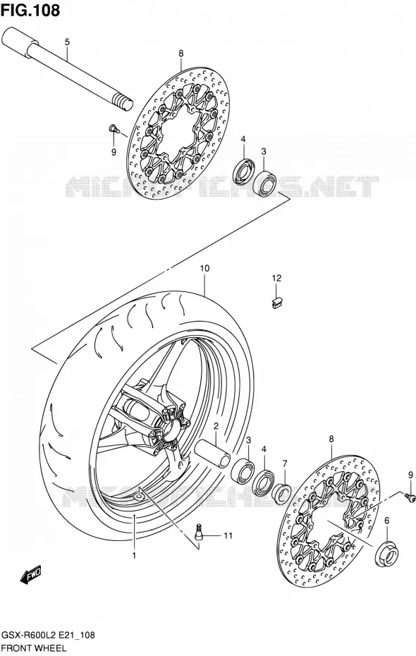 ROUE AVANT (GSX-R600L2 E24) Suzuki MOTO 600 GSX-R 2012  GSX-R600UEL2(E21)