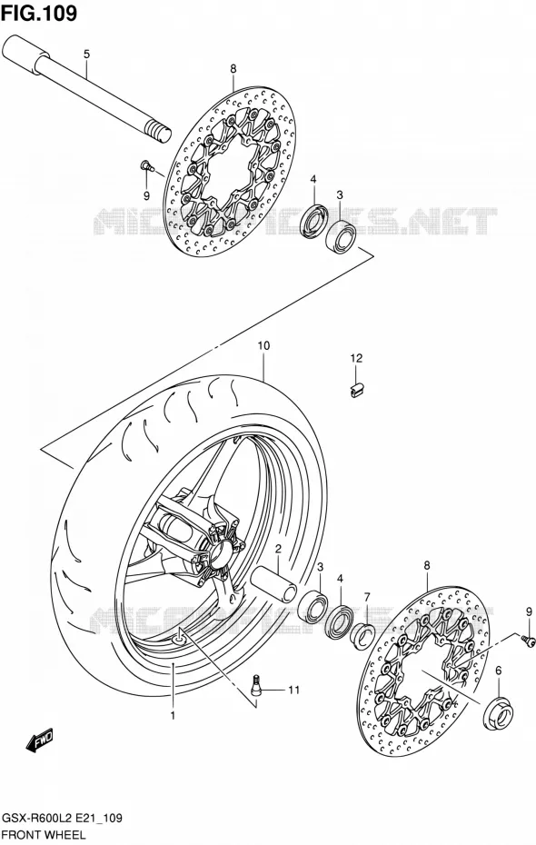 ROUE AVANT (GSX-R600UEL2 E21) Suzuki MOTO 600 GSX-R 2012  GSX-R600UEL2(E21)