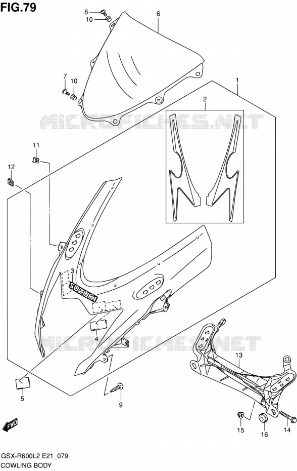 CARENAGES - ETIQUETTES (GSX-R600L2 E21) Suzuki MOTO 600 GSX-R 2012  GSX-R600UFL2(E21)