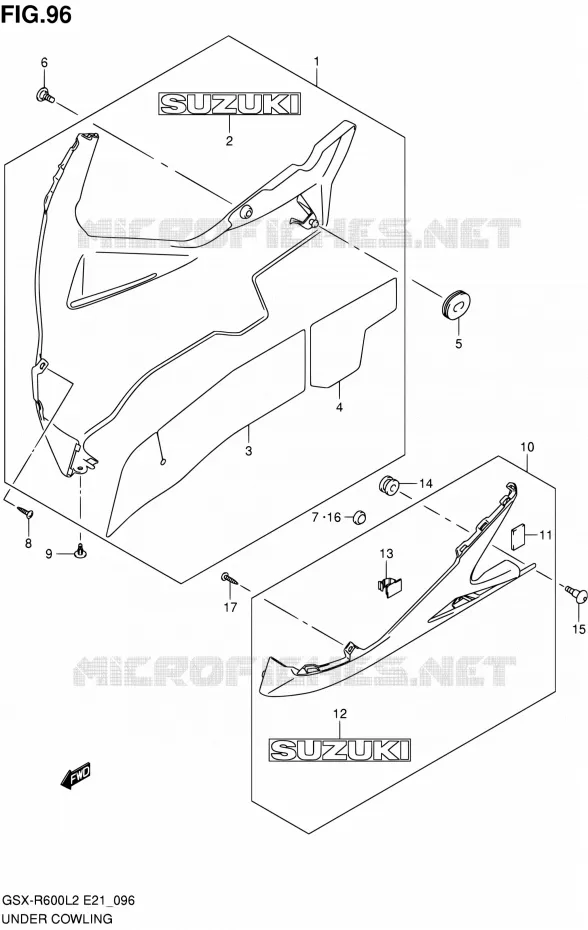 CARENAGES INFERIEUR (FLANCS) (GSX-R600L2 E21) Suzuki MOTO 600 GSX-R 2012  GSX-R600UFL2(E21)