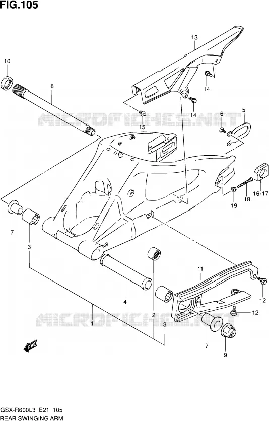 BRAS OSCILLANT ARRIERE Suzuki MOTO 600 GSX-R 2013  GSX-R600UF L3 (E21)