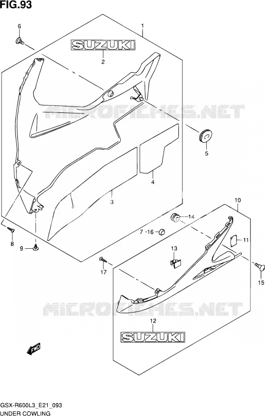 CARENAGES INFERIEUR (FLANCS) Suzuki MOTO 600 GSX-R 2013  GSX-R600UF L3 (E21)