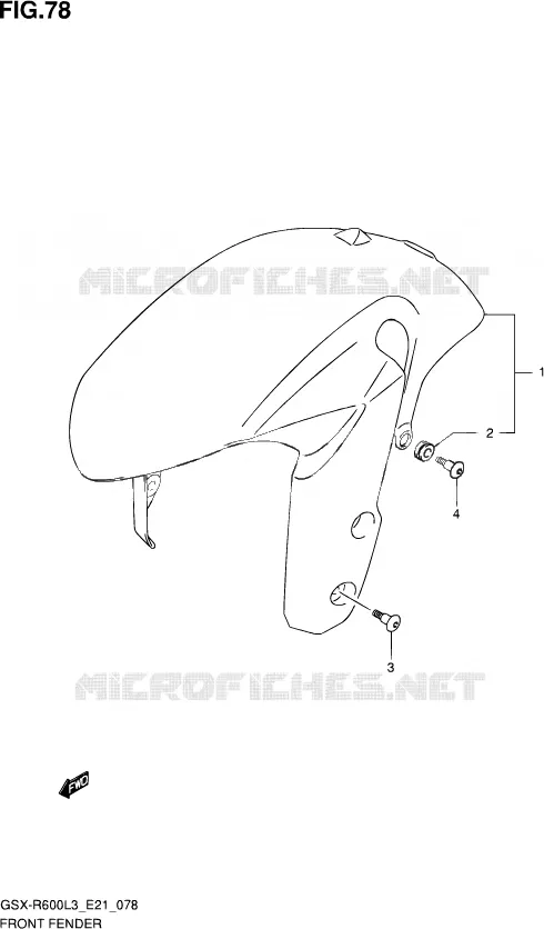 GARDE BOUE AVANT (GSX-R600L3 E21) Suzuki MOTO 600 GSX-R 2013  GSX-R600UF L3 (E21)