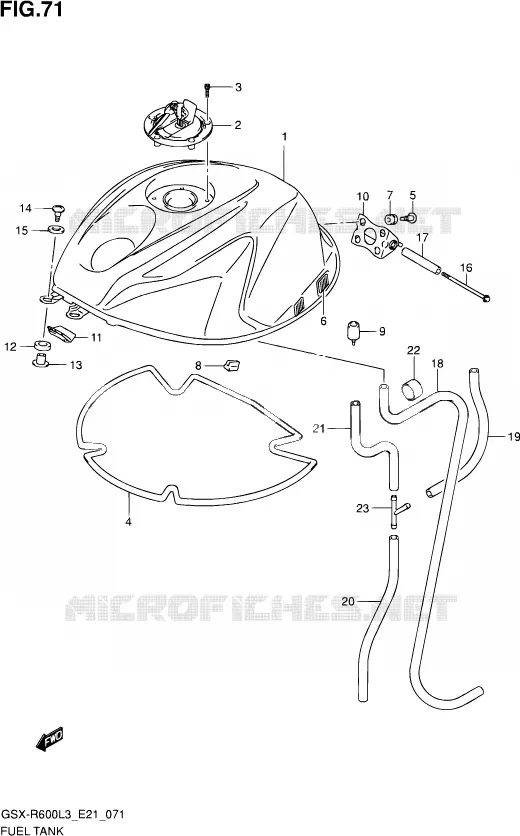 RESERVOIR D'ESSENCE (GSX-R600UFL3 E21) Suzuki MOTO 600 GSX-R 2013  GSX-R600UF L3 (E21)