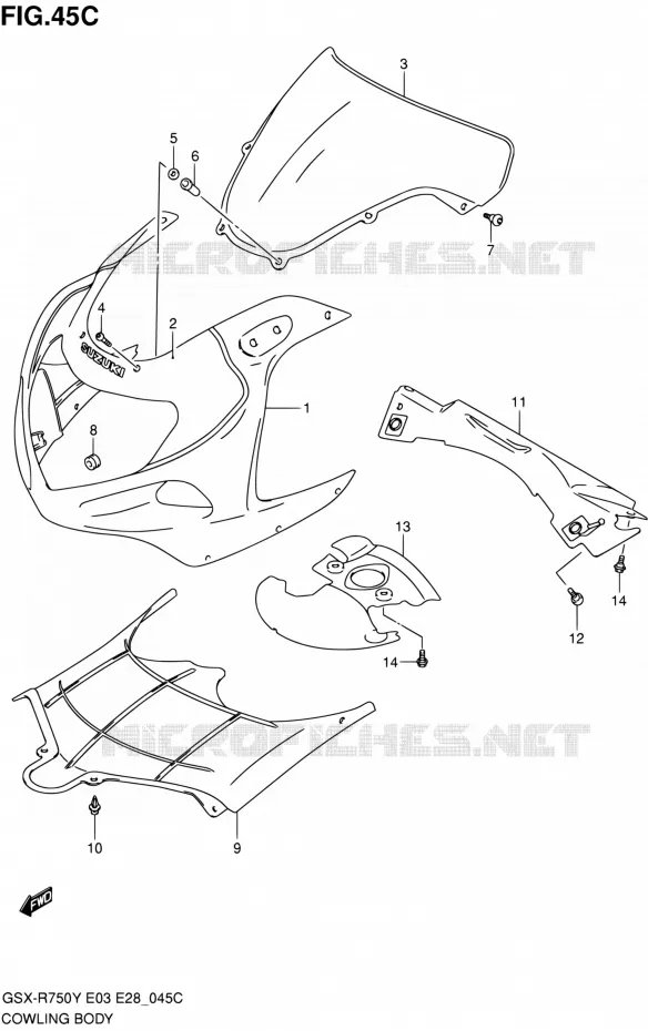 CARENAGES - ETIQUETTES (MODELE K3) Suzuki MOTO 750 GSX-R 2001  GSX-R750K1(E03,E28,E33)