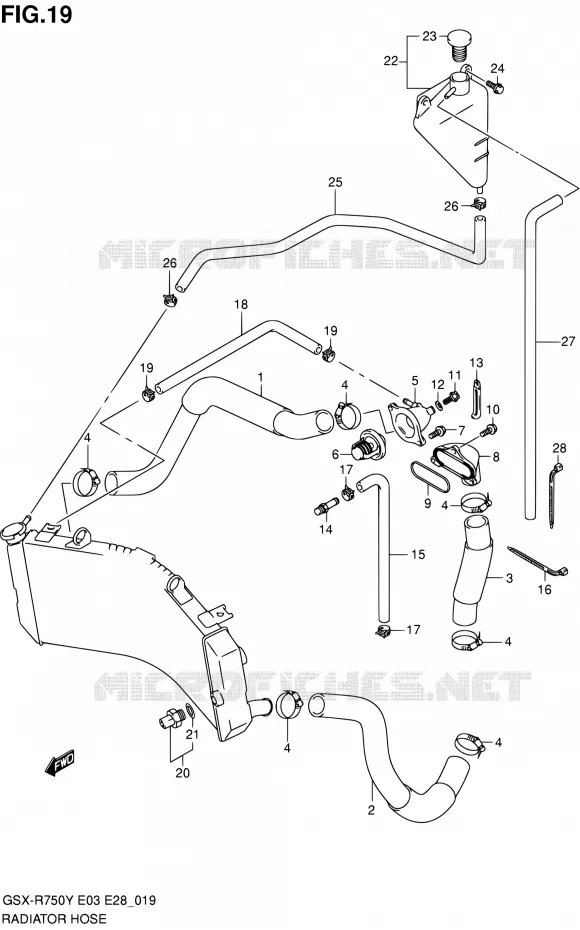 DURITE DE RADIATEUR Suzuki MOTO 750 GSX-R 2001  GSX-R750K1(E03,E28,E33)
