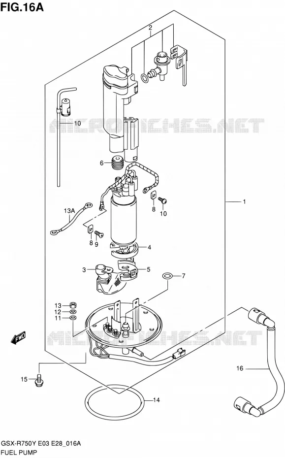 POMPE A ESSENCE (MODELE K2/K3) Suzuki MOTO 750 GSX-R 2001  GSX-R750K1(E03,E28,E33)