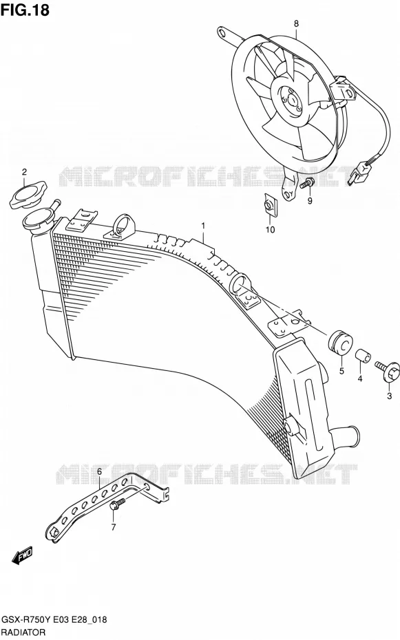 RADIATEUR Suzuki MOTO 750 GSX-R 2001  GSX-R750K1(E03,E28,E33)