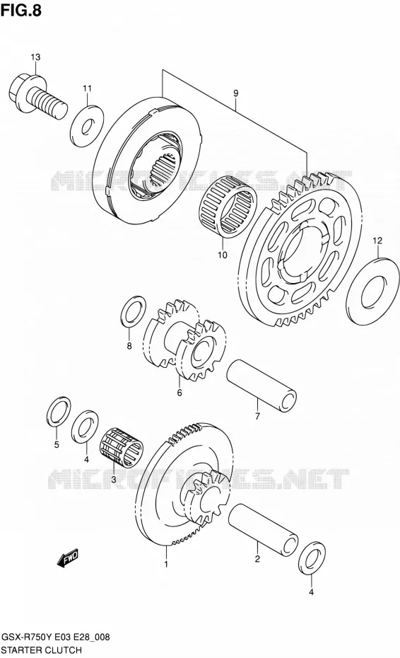 ROUE LIBRE DE DEMARREUR Suzuki MOTO 750 GSX-R 2001  GSX-R750K1(E03,E28,E33)