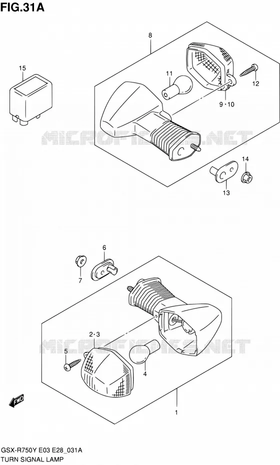 CLIGNOTANTS (MODELE K2/K3) Suzuki MOTO 750 GSX-R 2003  GSX-R750K3(E03,E28,E33)
